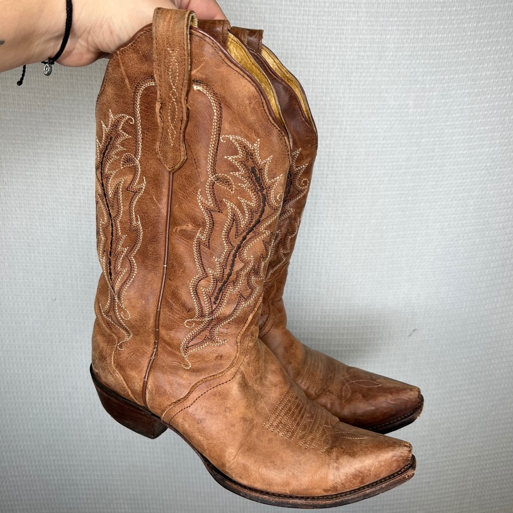 Nocona Vintage Womens Brown Leather Western Cowboy Boots 5015 8.5 B